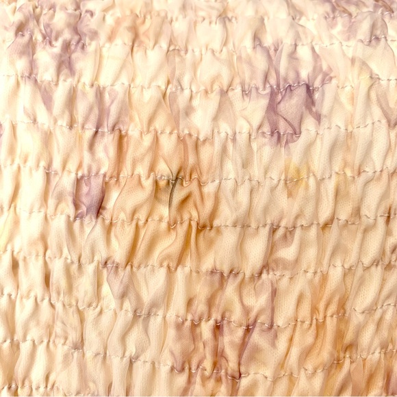 Arula Cream and Purple Smocked Tulle Mesh Floral Dress. - Picture 4 of 9